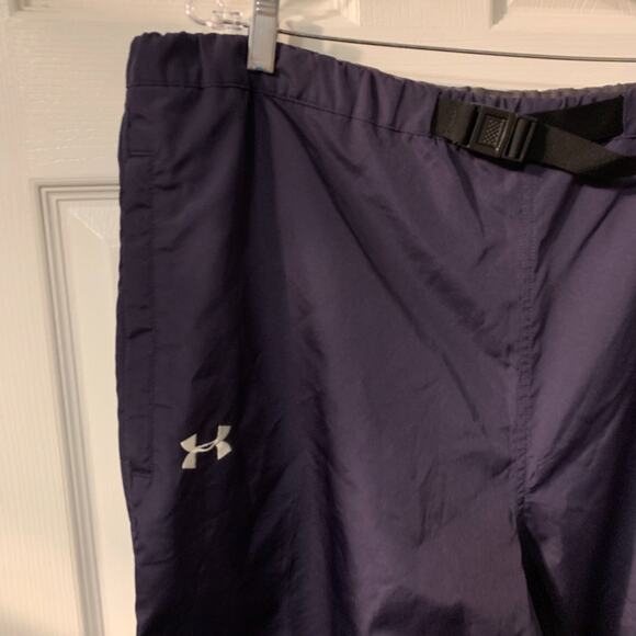 Vintage Under Armour Womens Belted Rain Pants Size XXL Navy Blue Ankle Snaps - Picture 4 of 10